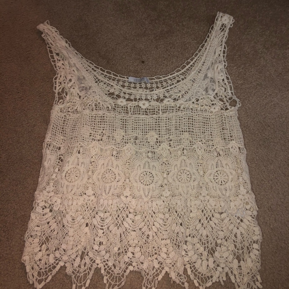 Cream lace tank
